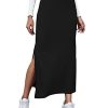 Women's Split Ribbed Knit Bodycon Maxi Skirt High Waisted Side Slit Pencil Long Skirts Summer Trendy 2025