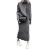 Women's Turtleneck 2 Piece Outfits Ribbed Knit Sweater Midi Pencil Skirt Set