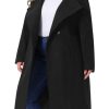Women's Plus Size Overcoat Classic Stand Collar Long Sleeve Outwear Winter Long Trench Coat