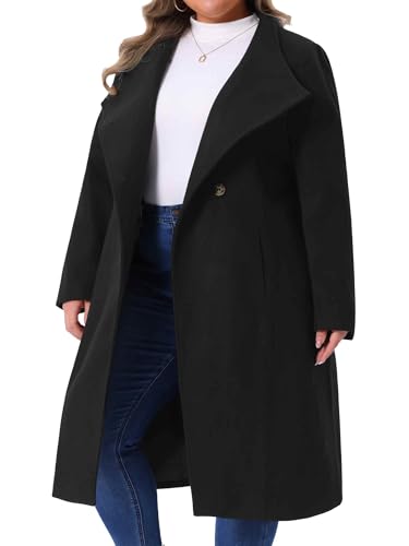 Women's Plus Size Overcoat Classic Stand Collar Long Sleeve Outwear Winter Long Trench Coat