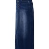 Womens Long Denim Skirt Casual A-Line Stretch Jean Skirt for Women High Waisted Vintage Denim Maxi Skirt with Pockets Blue