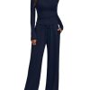 Women's 2 Piece Matching Lounge Sets Fall Fashion Two Pieces Sweat Outfits Long Sleeve Wide Leg Pants Tracksuits