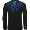 Men's Western Cowboy Shirt Embroidered Exquisite Long Sleeve Regular Fit Snap Button Down Shirts