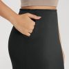 Modal Soft Midi Skirt for Women Back Slit High Waist Casual Long Pencil Skirts with Pockets