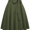 Women's High Waist A-Line Pockets Skirt Skater Flared Midi Skirt Vinage Skirt