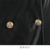 Women Extra Long Red Black Pu Leather Trench Coat Gold Button Double Breasted Elegant Chic Overcoat