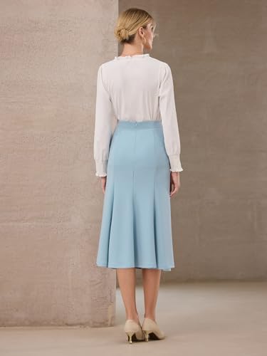 Women's Midi Mermaid Skirt Work High Elastic Waisted Fishtails Skirts