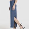 3 Pack: Women's Ribbed High Waisted Maxi Skirt with Side Slit - Casual Long Pencil Skirt