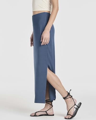 3 Pack: Women's Ribbed High Waisted Maxi Skirt with Side Slit - Casual Long Pencil Skirt