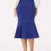 Women's Bodycon Skirt High Waist Ruffle Hem Fishtail Mermaid Midi Skirt