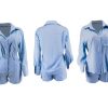 Women's 2 Piece Shirts Outfits Casual Button down Long Sleeve Blouses Tops High Waisted Shorts Sets with Pockets