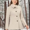Womens Work Office Winter Overcoat Single Breasted Point Collar Pea Coat