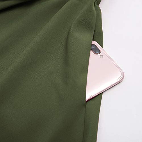 Women's High Waist A-Line Pockets Skirt Skater Flared Midi Skirt Vinage Skirt