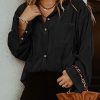 Women Corduroy Shirts Casual Long Sleeve Button Down Blouses Top