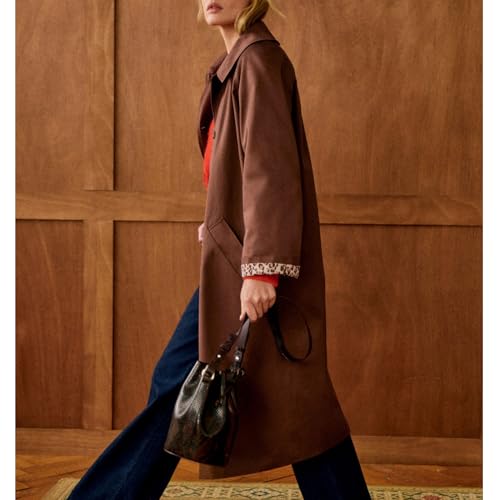 Womens Long Trench Coat Single Breasted Oversized Windproof Trendy Fall Jacket Outerwear Coats