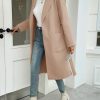 Womens Long Pea Coats Open Front Lapel Jackets Casual Belted Trench Coat Overcoats with Pockets