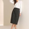Women's Plaid Tweed High Waist Work Office Bodycon Pencil Skirt