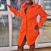 Women's Casual Long Sleeve Button Down Shirts Mini Dress Sexy V Neck T-Shirts Tops Loose Collar Long Blouse Wrap Dress