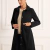 Winter Trench Coat for Women Overcoat Peter Pan Collar Single Breasted Long Pea Coat