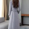 Womens Shawl Collar Long Wool Coats Fall Winter Double Breasted Trench Coat