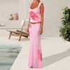 Women Two Piece Maxi Skirt Sets Y2k Floral Print Cami Top Slim Fit Pencil Long Skirt Vacation Beach Outfits