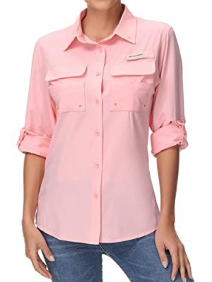 Women's UPF 50 Long Sleeve Fishing Hiking Button Down Shirt Performance Quick Dry FS21W