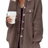 Womens Waffle Knit Shacket Oversized Button Down Shirt Jacket Lightweight Spring Outfits Clothes