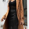 Womens Faux Suede Leather Jacket Spring and Winter Fashion Long Trench Coat, Lightweight Windbreaker