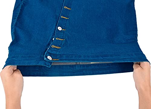 Women's Plus Size Stretchy Fit Denim Skirt Midi High Waist Bodycon Jean Skirt Casual Slit Below Knee Pencil Skirt