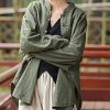 Women's Linen Oversized Blouses Vintage Long Sleeve Jackets Loose fit Chinese Frog Shirts