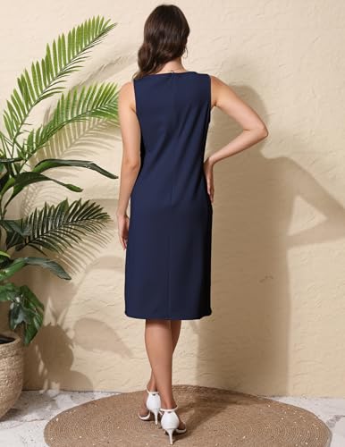Women Business Sheath Midi Dress, 2025 Summer Sleeveless A-line Slimming Work Pencil Skirt