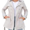 Women Trench Coat Double-Breasted Classic Lapel Long Fall Overcoat Belted Slim Winter Outerwear Coat