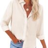 Button Down Shirts for Women Dress Shirts Long Sleeve Wrinkle-Free Blouse Casual Solid Office Work Tunic Top