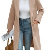 Womens Long Pea Coats Open Front Lapel Jackets Casual Belted Trench Coat Overcoats with Pockets