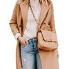 Womens Notched Lapel Collar Double Breasted Pea Coat Winter Wool Blend Over Coats Long Jackets