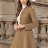 Women's Single Breasted Coat A Line Mid-Long Peacoats Outerwear Winter Coats