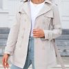 Women Trench Coat Double-Breasted Classic Lapel Long Fall Overcoat Belted Slim Winter Outerwear Coat
