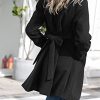 Women A Line Peacoat Dress Coat Belted Notch Lapel Overcoat Fall Winter Trench Coats