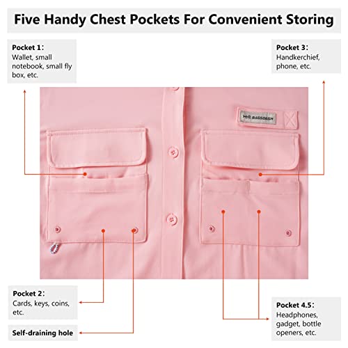 Women's UPF 50 Long Sleeve Fishing Hiking Button Down Shirt Performance Quick Dry FS21W