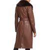 Women's Leather & Faux Fur Belted Trench Coat