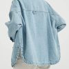 Women Denim Jacket Shacket Long Sleeve Oversize Boyfriend Jean Jacket Shirt