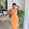 2 Piece Outfits for Women Summer Tube Crop Tops Sexy Bodycon Dresses Maxi Skirt Sets Vacation Jumpsuits Club Outfits