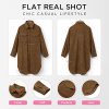 Womens Plaid Shacket Jacket Long Corduroy Shirt Casual Lapel Button Down Flannel Trench Coats