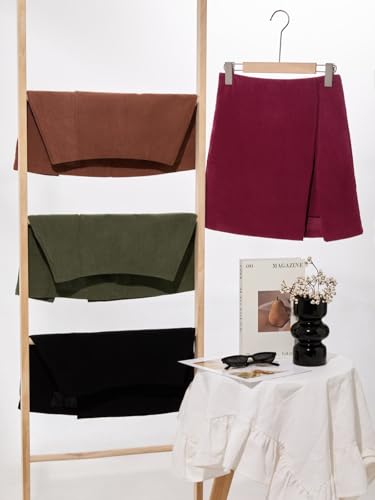 Womens Corduroy Mini Skirt Casual High Waisted Side Slit A-line Bodycon Work Pencil Skirts with Shorts