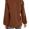 Women's V Neck Ruffle Front Button Down Long Sleeve Blouse Top Shirt