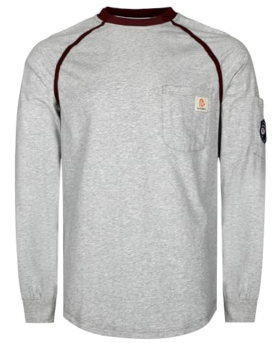 FR Shirts for Men Crew Neck Long Sleeve 5.5oz Light Weight Flame Resistant/Fire Retardant Clothing Shirt
