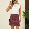 Women's PU Leather Mini Skirt High Waist Bodycon Pencil Skirt Stretch Faux Leather Built-in Shorts