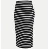 Women's Plus Size 2 Pack Striped Slit Midi Skirts High Waist Pencil Skirt