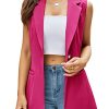 Women's Sleeveless Vest Blazer Fully Lined Spring Casual Open Front Work Office Tops Jacket Pockets