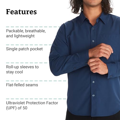 Men's Aerobora Long Sleeve Button-Down Shirt - Lightweight, Packable, Quick-Drying UPF Protection